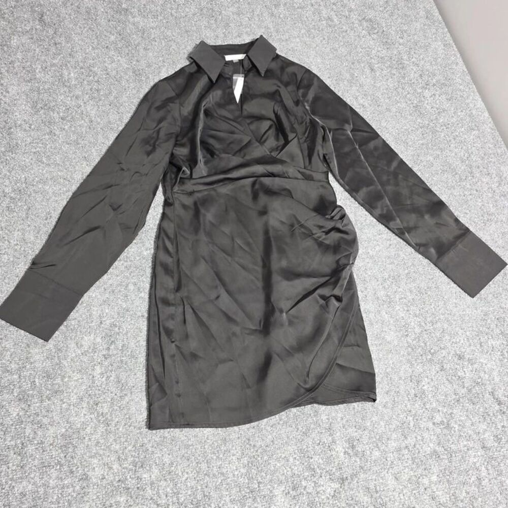 Long Sleeve Collared Wrap Mini Dress
